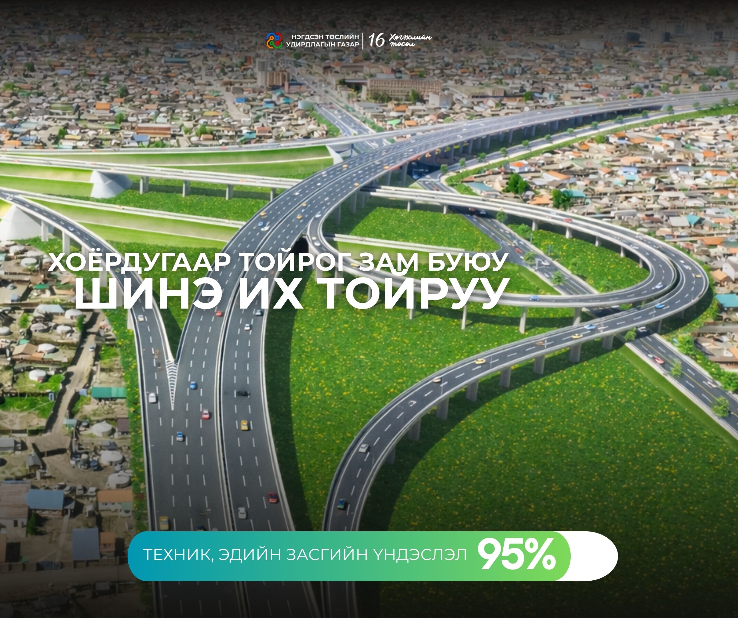 ХОЁРДУГААР ТОЙРОГ ЗАМ ТӨСЛИЙН ТЭЗҮ 95 ХУВЬТАЙ БАЙНА
